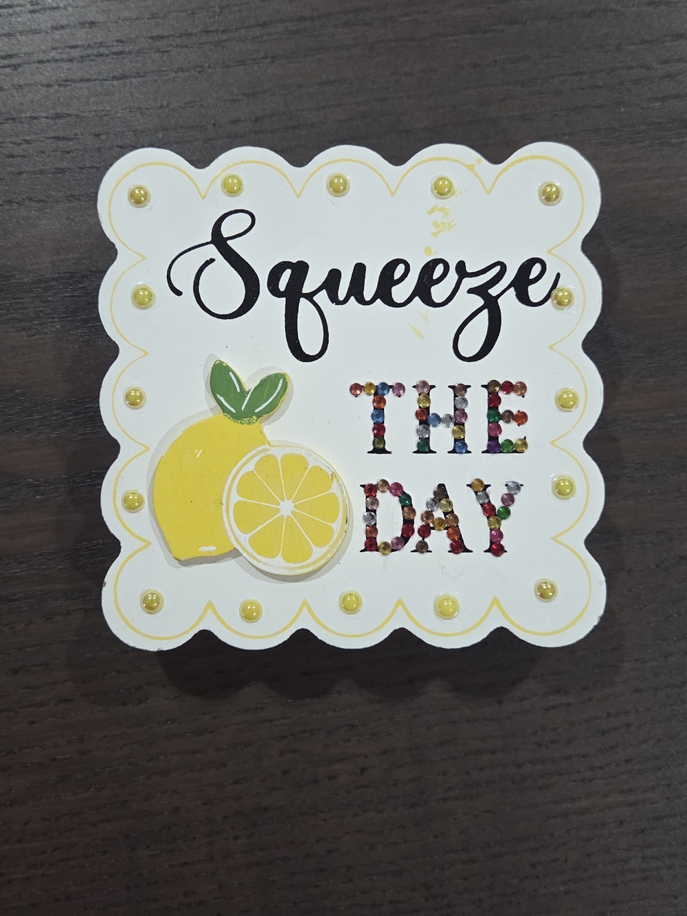 Squeeze The Day Lemon Decorative Plaque - Yellow